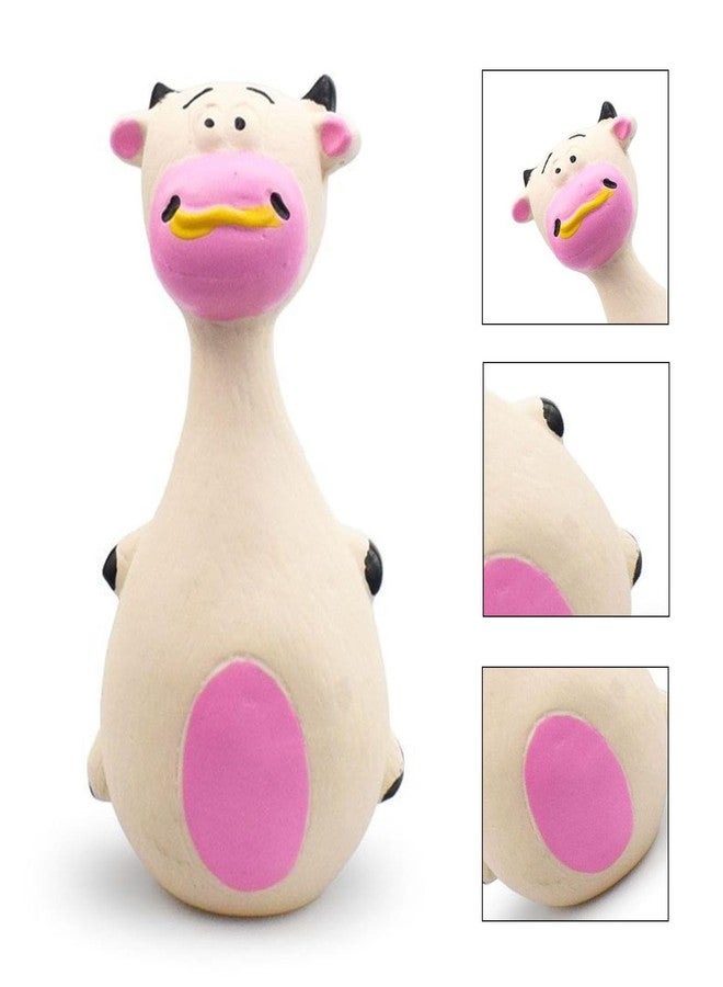TEUOPIOE Interactive Dog Toys for Small Dogs, Rubber Latex Squeaky Toy with Cartoon Design, Bite Resistant Soft Chew Toy for Dogs Perfected for Play Teething for Small Medium Dogs (White Cow) - Image 4
